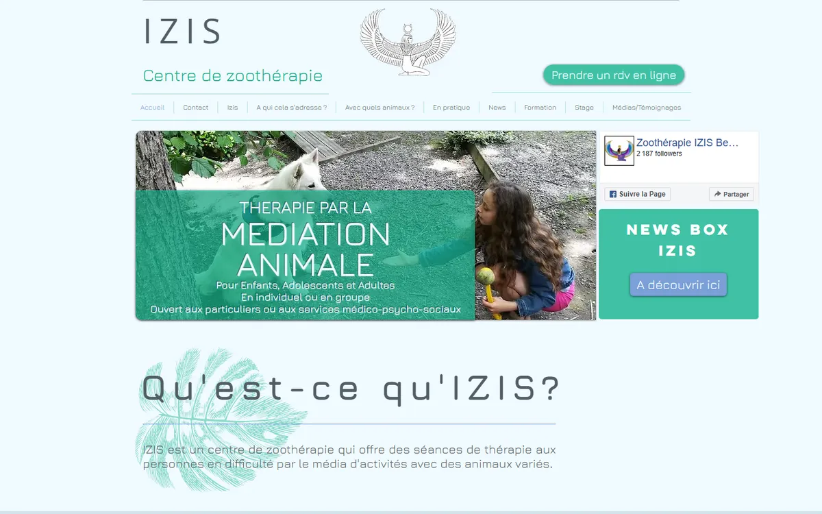 Page d'accueil de centredezootherapie.be