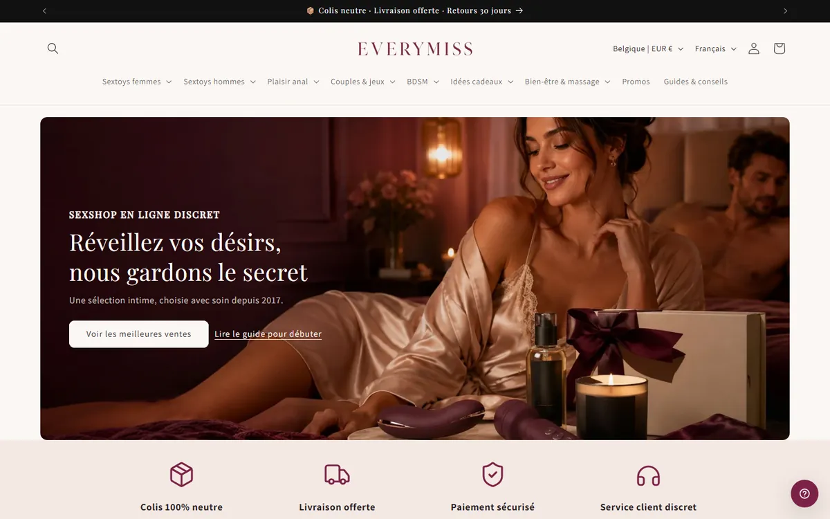 Page d'accueil de la boutique en ligne everymiss.com